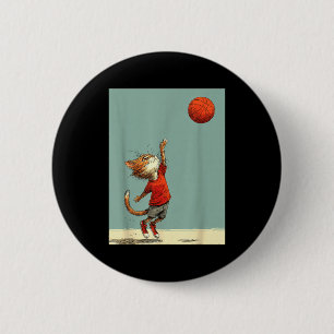 Funny Cute Cat Sports Funny Basketball 2 Inch Round Button