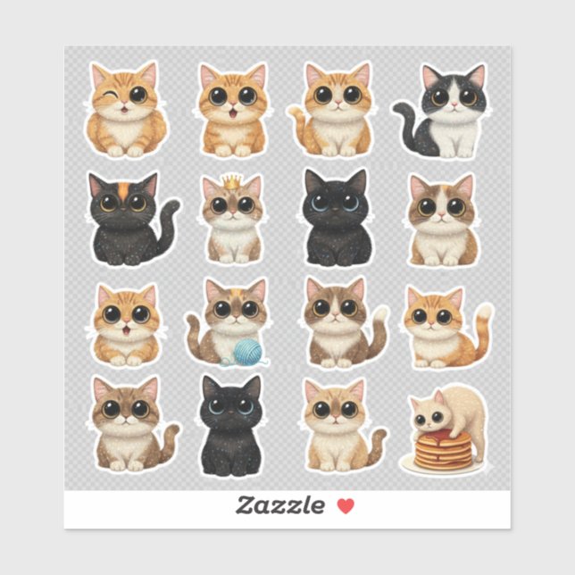 Funny Cute Cat Stickers  (Sheet)