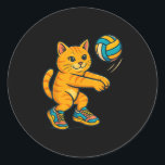 Funny Cute Cat Volleyball Player Fan Tee Trainer T Classic Round Sticker<br><div class="desc">Funny Cute Cat Volleyball Player Fan Tee Trainer Team</div>