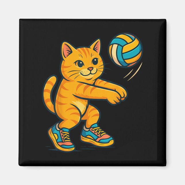 Funny Cute Cat Volleyball Player Fan Tee Trainer T Magnet (Front)