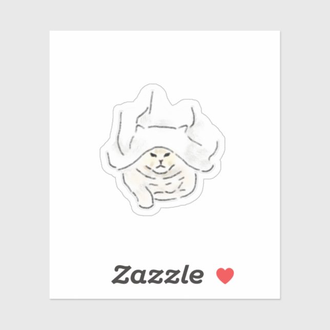 Funny Cute Cat Wearing Towel Hand Drawn Art (Sheet)