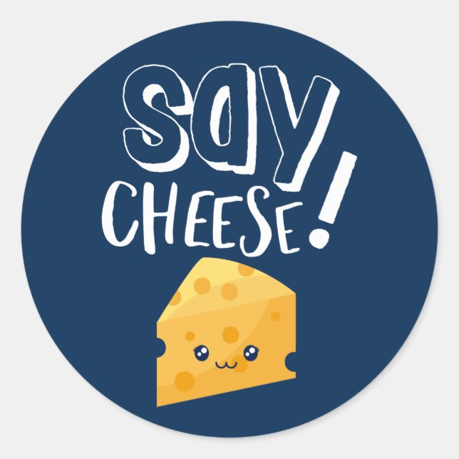 Funny Cute Cheese Lover Photographer Say Cheese Classic Round Sticker (Front)