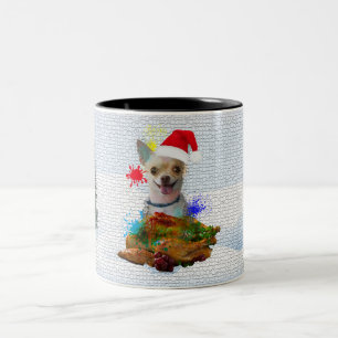 Funny, Cute Chihuahua Dog Yappy Christmas  Two-Tone Coffee Mug