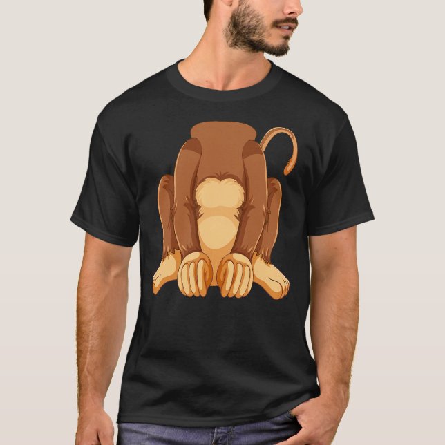 Funny Cute chimpanzee Animal Matching Monkey costu T-Shirt (Front)