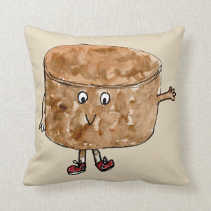 Funny Cute Chocolate Cake Wave Quirky Cartoon Art Throw Pillow