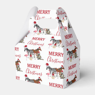 Funny Cute Christmas Animals Santa Hats Lights Favor Box