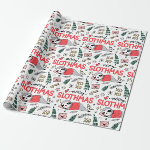 Funny Cute Christmas Sloth with Santa Hat Wrapping Wrapping Paper
