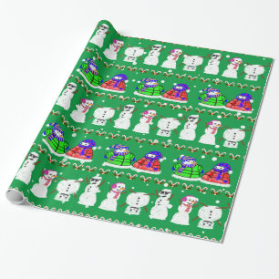 Funny Cute Christmas Snowmen Wrapping Paper