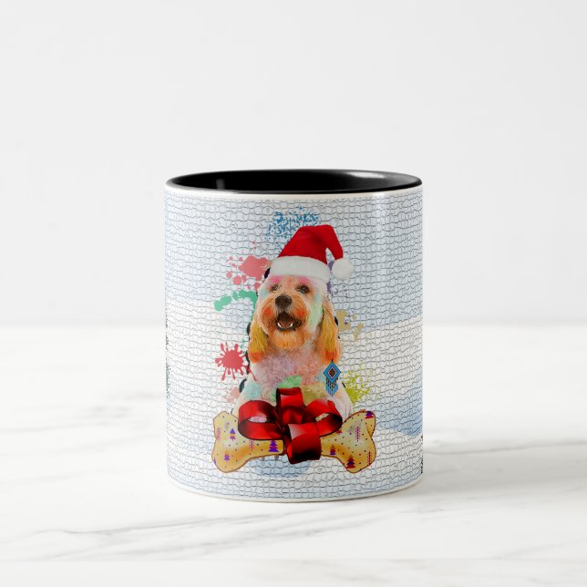 Funny, Cute Cockapoo Dog Yappy Christmas Two-Tone Coffee Mug (Center)