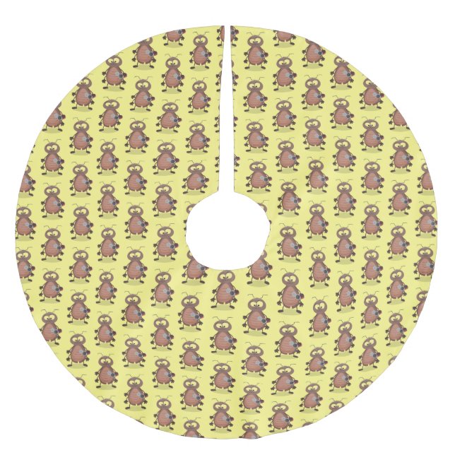 Funny cute cockroach cartoon character brushed polyester tree skirt (Front)