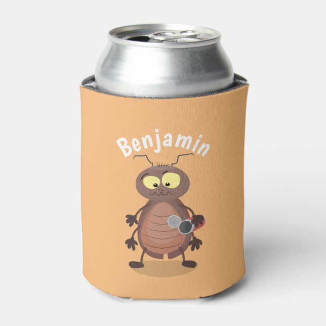 Funny cute cockroach cartoon character can cooler (Can Front)