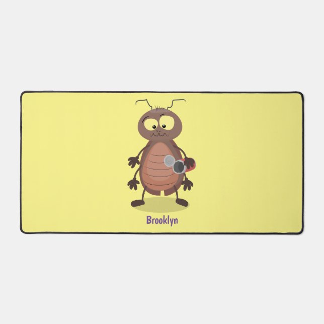 Funny cute cockroach cartoon character desk mat (Front)