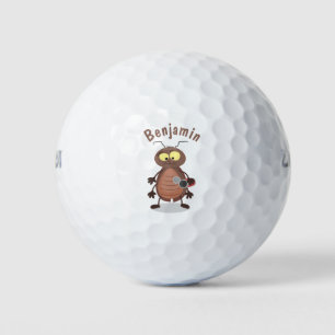 Funny cute cockroach cartoon character golf balls