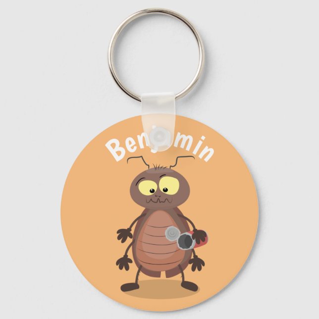 Funny cute cockroach cartoon character keychain (Front)