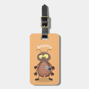 Funny cute cockroach cartoon character luggage tag