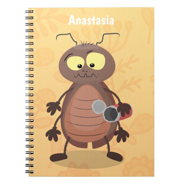 Funny cute cockroach cartoon character notebook (Front)