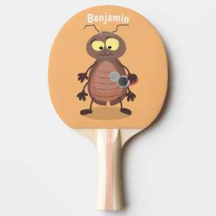 Funny cute cockroach cartoon character ping pong paddle