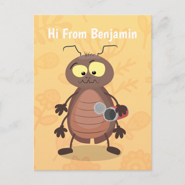 Funny cute cockroach cartoon character postcard (Front)