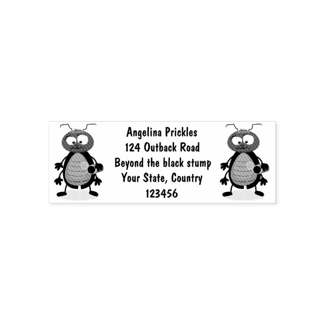Funny cute cockroach cartoon character self-inking stamp (Design)