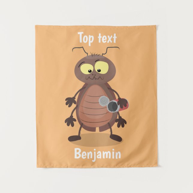 Funny cute cockroach cartoon character  tapestry (Front)