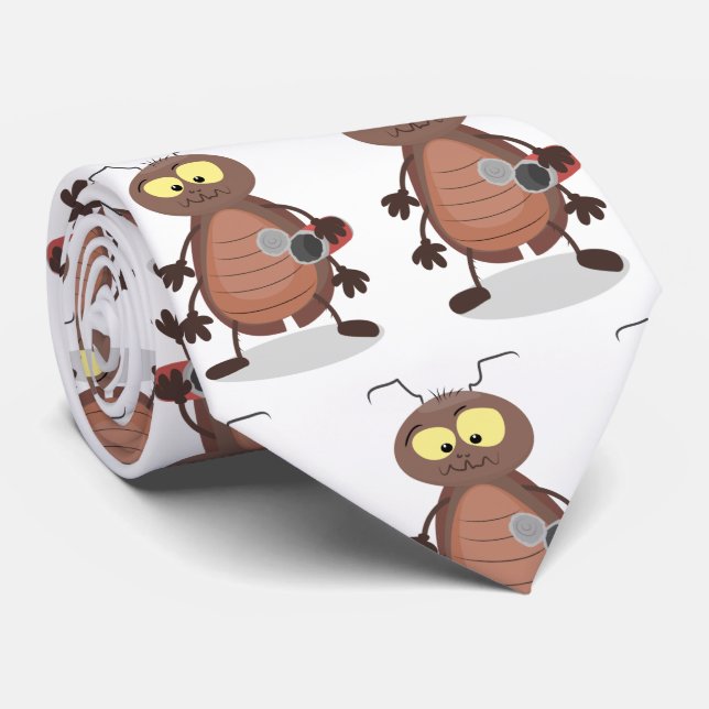 Funny cute cockroach cartoon character tie (Rolled)
