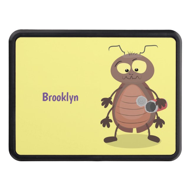 Funny cute cockroach cartoon character trailer hitch cover (Front)