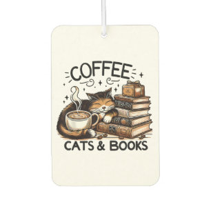 Funny Cute Coffee Cats Books Lover Gift Idea Women Air Freshener