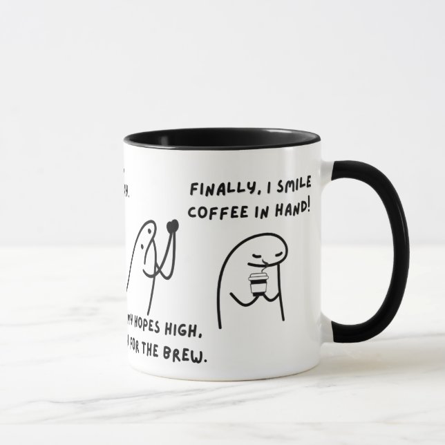 Funny Cute Coffee Lover Cartoon Morning Mug (Right)