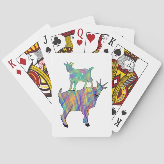 Funny Cute Colorful Psychedelic Rainbow Goat Art Playing Cards (Back)