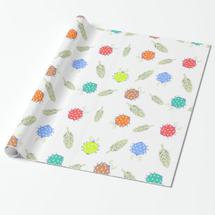 Funny cute colourful bug seamless pattern wrapping paper