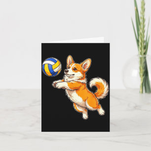 Funny cute corgi dog playing volleyball sports card