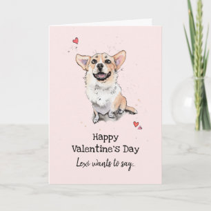 Funny Cute Corgi dog Valentine’s day I love U Card