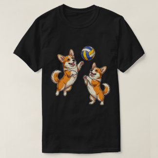 Funny Cute Corgi Dog Volleyball Puppy Sports  T-Shirt