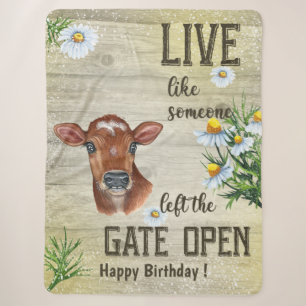 Funny Cute Cow Country Style Positive Quote Sherpa Blanket
