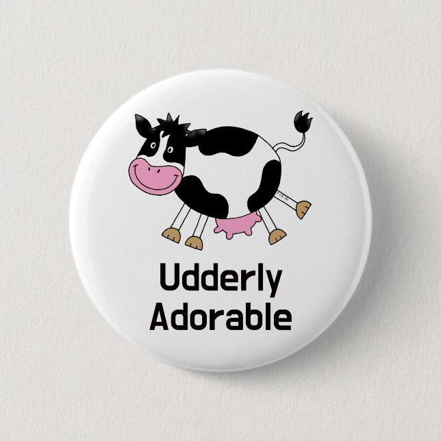 Funny Cute Cow Pun Cartoon Design 2 Inch Round Button (Front)