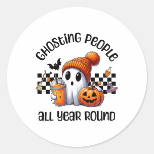 Funny Cute Creepy Ghost Halloween Graphic Kids Adu Classic Round Sticker