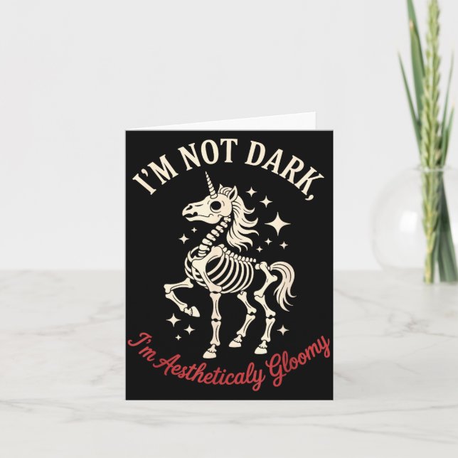 Funny Cute Creepy Unicorn Skeleton Dark Humor Goth Card (Front)