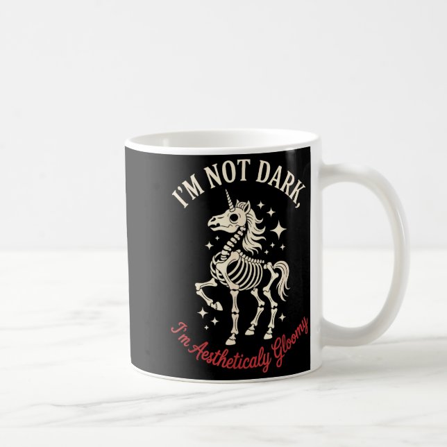 Funny Cute Creepy Unicorn Skeleton Dark Humor Goth Coffee Mug (Right)