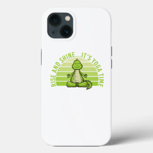 Funny cute crocodile doing yoga. funny yoga quotes iPhone 13 case