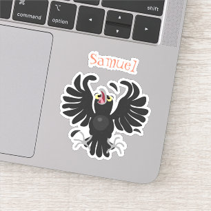 Funny cute crow raven cartoon illustration