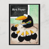 Funny Cute Crow Teacher Students Classpostcard
