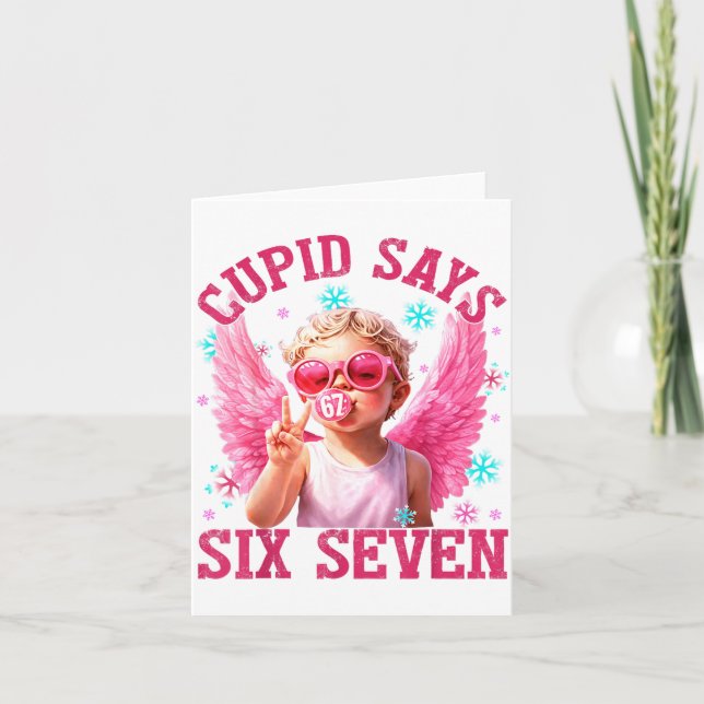 Funny Cute Cud Says Six Seven Valentine's Day 67 M Card (Front)