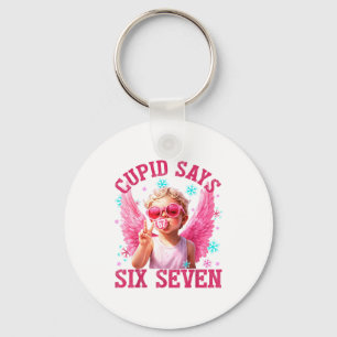 Funny Cute Cud Says Six Seven Valentine's Day 67 M Keychain