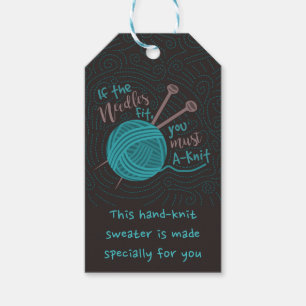 Funny Cute Custom Knitting Needles Yarn Joke Gift Tags