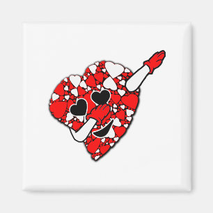 Funny Cute Dabbing Red White Hearts Valentines Day Magnet