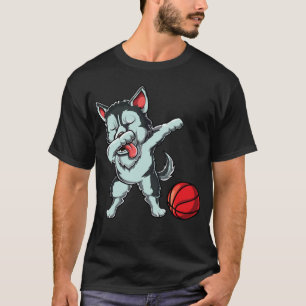 Funny Cute Dabbing Siberian Husky Dog Dab Bball Ba T-Shirt