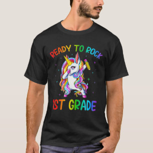 Funny Cute Dabbing Unicorn Ready To Rock 1St First T-Shirt