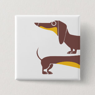 Funny cute dachshund for long dog parent 2 inch square button