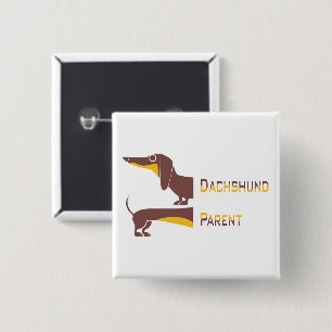 Funny cute dachshund for long dog parent 2 inch square button