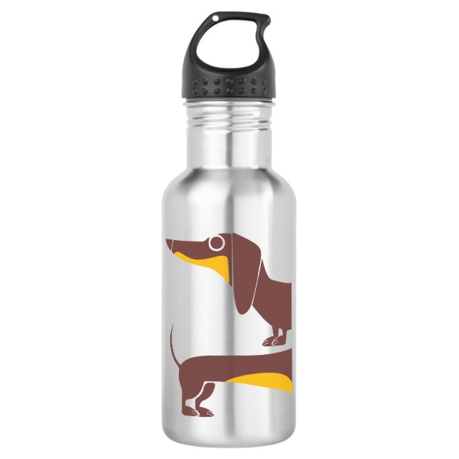 Funny cute dachshund for long dog parent 710 ml water bottle (Front)